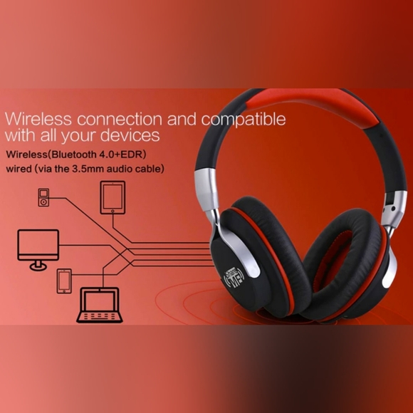 AUSDOM Share Me Red Wireless Bluetooth Headphones NEW - Picture 9 of 12